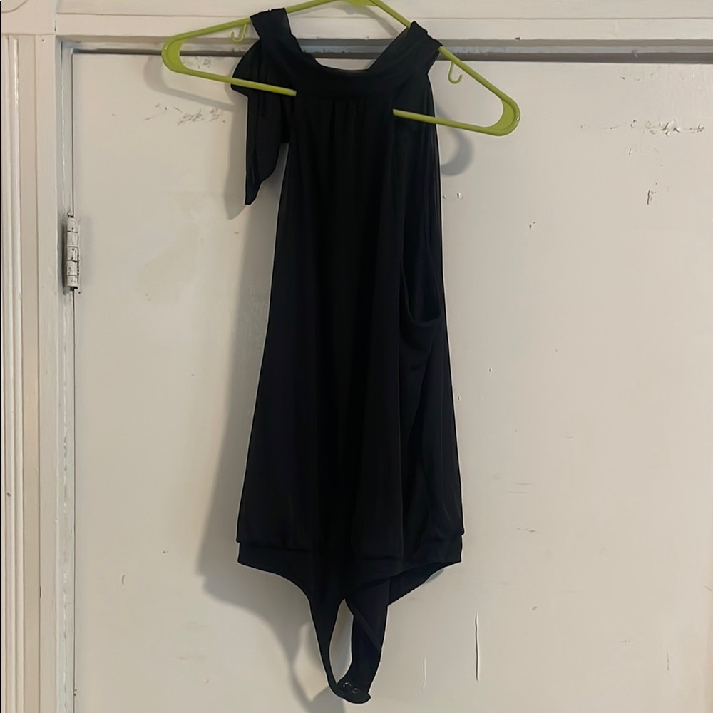 Express Black Tie Front Halter Bodysuit